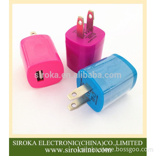 Brand New 5V 1.5A universal USB AC travel adapter US fixed plug USB AC adapter wall charger for Smartphone